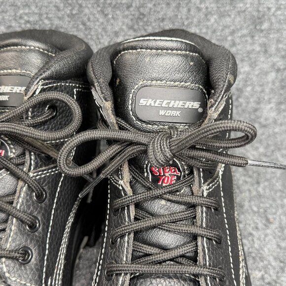Skechers Burgin Tarlac Steel Toe Work Boots Men Size 10 Black Leather Industrial - Picture 4 of 15